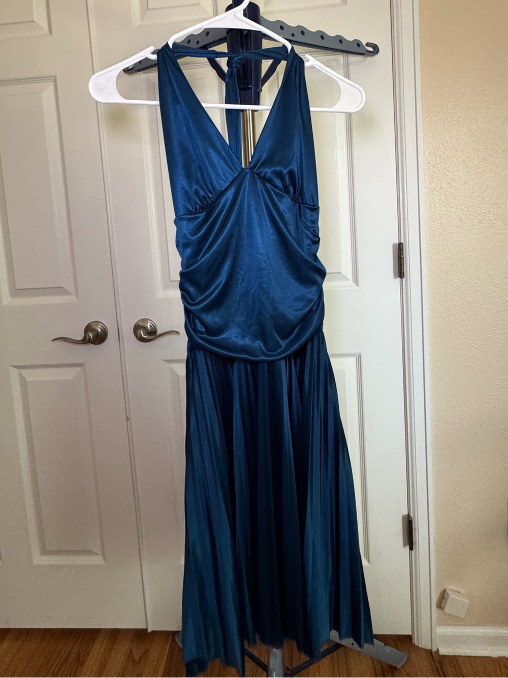 Deep Teal Halter Evening Dress - Elegant Women's Formal Gown
